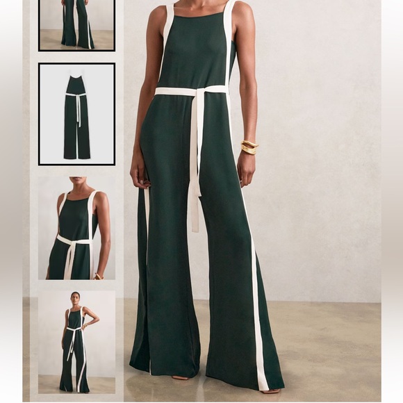BNWT Reiss Elegant Dark Green and White Jumpsuit - Picture 4 of 4